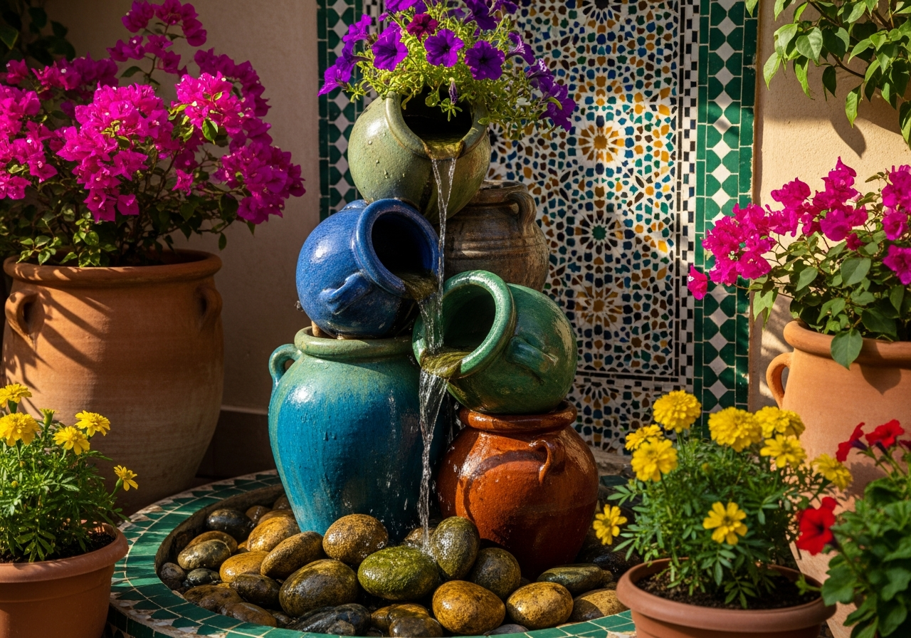 نافورة شلال صغيرة للحدائق والفناء الضيق